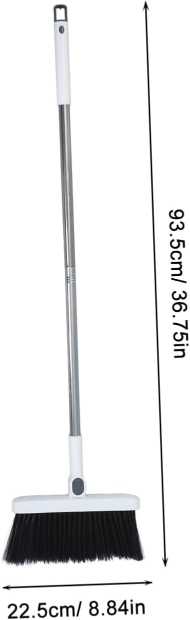 FRCOLOR Long Handle Broom and Foldable Dustpan Set Lightweight Stainless Steel Broom with Comb Teeth Ergonomic Design for Efficient Floor Cleaning for Home and Office