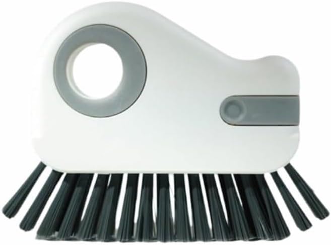 2 in 1 Groove Cleaning Brush Window Track Cleaning Tools, 2025 Upgrade Multifunction Hard Bristle Crevice Cleaner Brush with Hidden Scraper for Sliding Door Track, Window Sill (Grey 1PCS)
