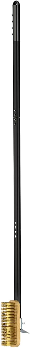 G.a HOMEFAVOR Pizza Oven Brush with Scraper, 46.5 inch Long Handle (Detachable), Brass Bristles for Pizza Oven