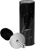 Zahari Home Marble Toilet Bowl Brush and Holder, Black, Metal