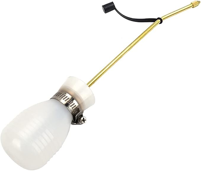 Powder Duster, Large Diatomaceous Earth Bulb Duster Applicator with Long Copper Tube Garden Puffer Duster for Multi Purpose Indoor and Outdoor Use (White)