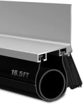 16.5FT Garage Door Seal Kit and Track Retainer Kit for Steel Sliding Flat Wood Entry Doors, with U O Bottom Rubber Brush