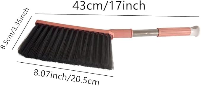 2 Pack Soft Bristle Bed Sheets Sweeping Cleaning Brush with Long Hand, Counter Duster for Debris Hair Remover Desk Quilt Sofa Furniture (Pink Yellow)