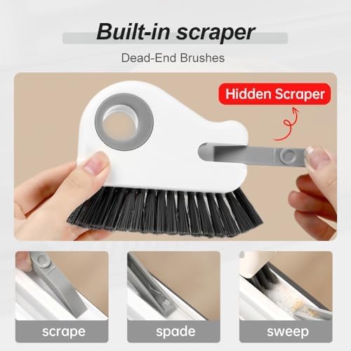 2 in 1 Groove Cleaning Brush Window Track Cleaning Tools, 2025 New Hard Bristle Crevice Cleaning Brush with Hidden Scraperfor Sliding Door Track, Window Sill, Shutter Door(Orange,2pcs)