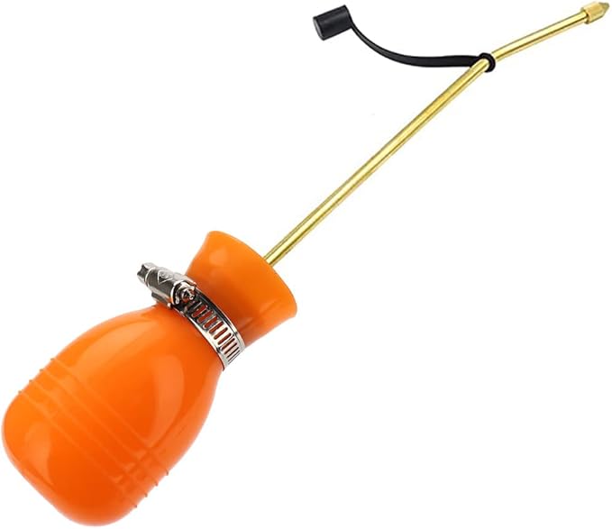 Powder Duster - Large Diatomaceous Earth Bulb Duster Applicator with Long Copper Tube Garden Puffer for Multi-Purpose Indoor and Outdoor Use (Orange)