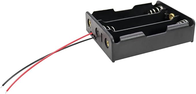 KBT 18650 Battery Case Holder, 3-Slot DIY 12V Battery Storage Box with Cable and DC5521 Connector