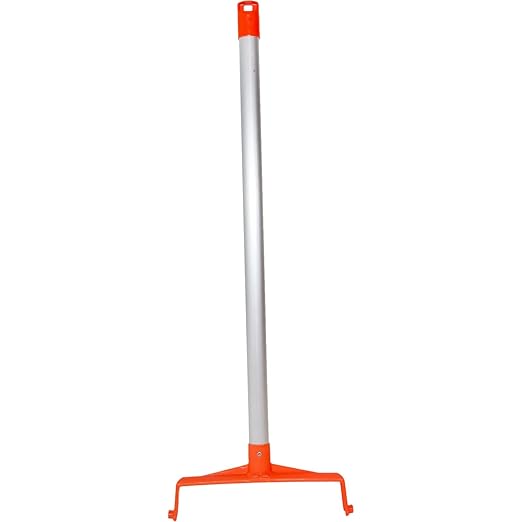 SPARTA Upright Dustpan with Aluminum Handle, Serrated Edge for Broom Combing, Secure Yoke Lock with Easy Storage Hanging Hole for Commercial Cleaning, Plastic, 30 Inches, Orange, (Pack of 6)