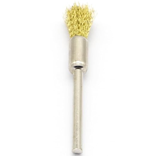 20PCS Brass Wire Brushes - Metal Rust Removal, Cleaning, and Polishing - 6mm Diameter, 1/8″ (3mm) Shaft - Removes Burrs, Dust, and Oxide Layer - Handles Rough Surfaces - Rotary Tool Accessories