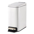 Slim Bathroom Trash Can with Lid Soft Close, Stainless Steel Garbage Can Step Trash Bin with Removable Inner Bucket for Bedroom, Office, Kitchen (Matt White, 1.8 Gallons)