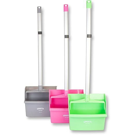 SPARTA Upright Dustpan with Aluminum Handle, Serrated Edge for Broom Combing, Secure Yoke Lock with Easy Storage Hanging Hole for Commercial Cleaning, Plastic, 30 Inches, Pink, (Pack of 6)