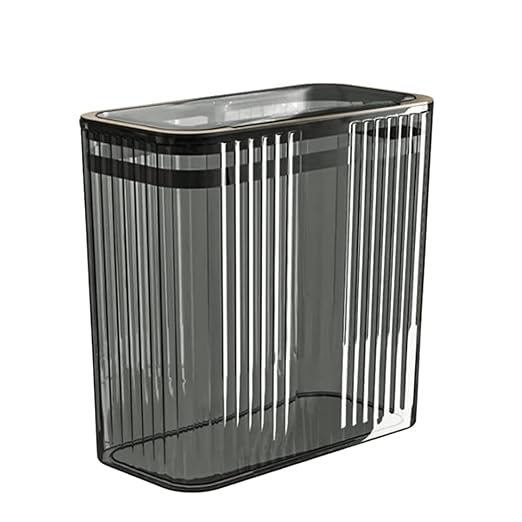 Bathroom Trash Can with Lid3.5 Gallon Garbage Can，for Bedroom, Office, Plastic Slim Waste Basket with Press Top Lid, 15l Clear Trash Bin for Home Slim Trash Bin Clear, Kitchen(Gray)