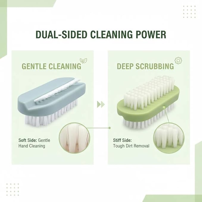4 Pack Nail Brush for Cleaning Fingernails, Double-Sided Hand & Nail Scrubber with Soft and Stiff Bristles, Deep Clean Under Nails, Portable Nail Cleaning Tool for Home, Travel, Gardening