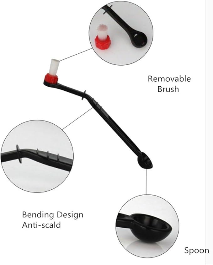 Coffee Machine Brush Cleaner Nylon Espresso Machine Brush Coffee Cleaning Tool with Spoon (Pack of 2)