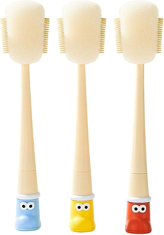 5-in-1 Multifunctional Cup Brush, Bottle Cleaning Set with Rim Brush, Gap Brush, Silicone Head, Sponge Head and Straw Brush (Blue)
