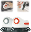 2 in 1 Groove Cleaning Brush, 2025 New Window Track Cleaning Tools, Multifunction Hard Bristle Cleaning Brush with Hidden Scraper for Sliding Door Track, Window Sill, Window Seal (Grey+Orange)