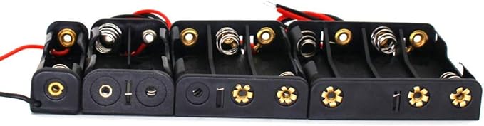 GTIWUNG 8Pcs 1.5V/3V/4.5V/6V AA Battery Holder with Wire & Pin, Black Plastic Batteries Case with Leads, 2Pcs Battery Storage Box