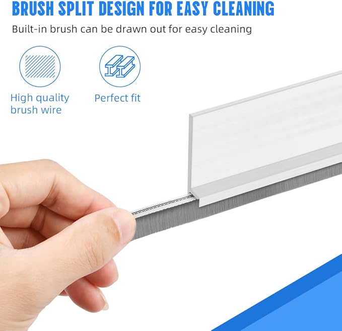 Ainiv 2 Pack Under Door Draft Stoppers with Brush, 2" W x 39" L Cutable Soundproof Door Seal, Adhesive Under Door Sweep for Exterior & Interior Doors Noise Weather Hot or Cold Air Insulation-White