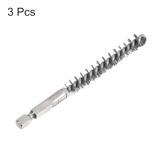 HARFINGTON 3pcs Stainless Steel Bore Brush 10mm Dia Cleaning Wire Brush with Handle 1/4 Inch Hex Shank for Tubes, Ports, Bearings