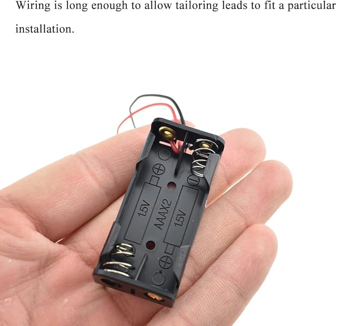 HAHIYO 3V AAA Battery Holder Bundle Series with Wire Sturdy Clapm Flexible Springs Contact Build-in Harnesses Batteries Black Case Easy Install 8 Pieces for Wall Clocks Ham Radio Kids Toys