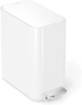 simplehuman Small Bathroom Trash Can with Lid, Stainless Steel Waste Basket, 5 Liter / 1.3 Gallon, White