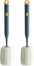 Bottle Soft Brush -2Pcs Sponge Bottle Brush Soft and Easy to Clean, Baby Bottle Sponge Brush Can Effectively Remove The Stain Residue On The Bottom of The Cup (Green)