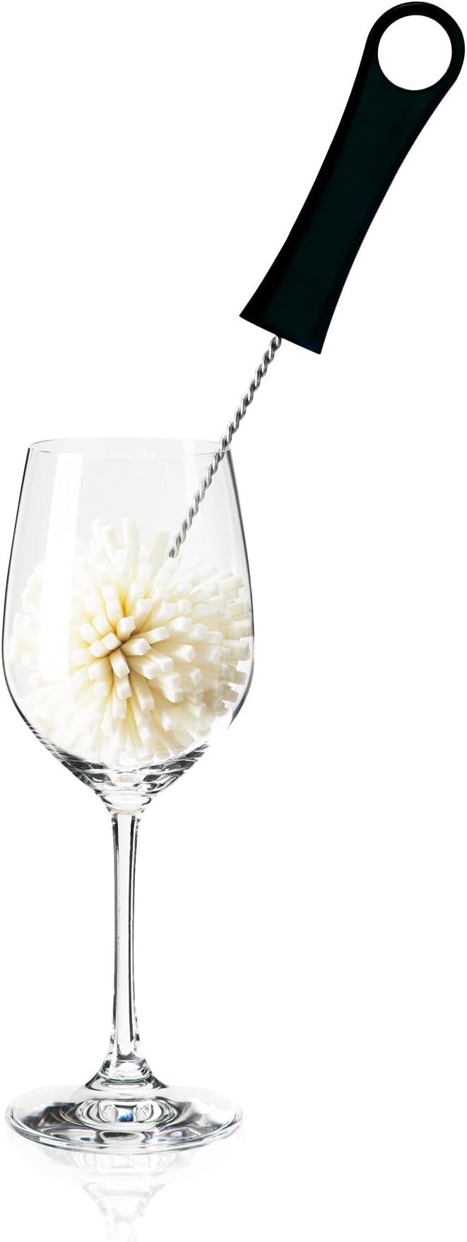 True Non-Scratch Foam Cleaning Brush with Ergonomic Handle for Wine Glasses, Beer Glass, Champagne Flutes, Decanter, Carafes, Glassware, Barware, Home Bar, Set of 1