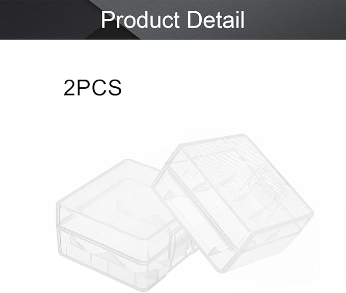 Fielect 2Pcs 18350 Battery Case Battery Storage Box Organizer Battery Storage Case Holder for 18350, Transparent