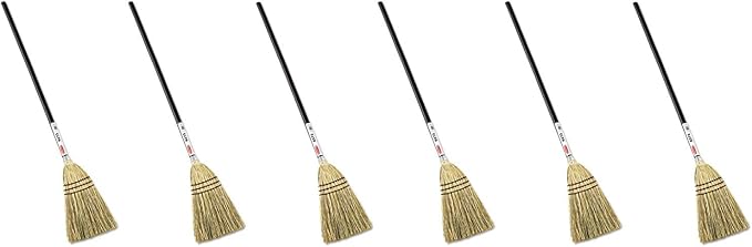 (6 Pack Value Bundle) RCP6373BRO Lobby Corn-Fill Broom, 38-in Handle, Brown