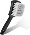 Car Wheel Brush, Stiff Bristle Short Handle Scrub Tire & Wheel Rim Brush, No-Scratch Carpet/Floor Mat Detailing Tool, Auto Interior and Exterior Cleaning Supply for Vehicle, Home (White)