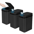 3 Pack Bathroom Trash Can with Lid, 2.5 Gallon Small Slim Trashcan, Automatic Trash Can Touchless, Motion Sensor Waterproof Plastic Trash Bin for Bedroom Kitchen Office Living Room (Black)