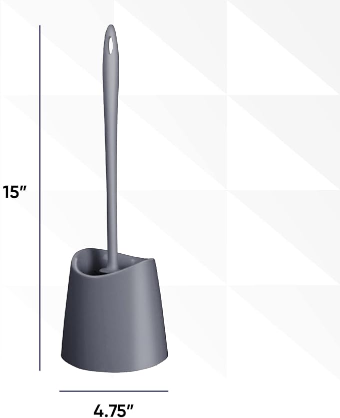 Modern Toilet Brush and Holder, Grey Toilet Bowl Scrub Brush with Storage Caddy, Bathroom Cleaner. by Superio