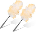 2Pcs Extendable Lambswool Duster Lightweight Ceiling Cleaning Lambswool Duster with Stainless Steel Pole for Ceiling Cabinet