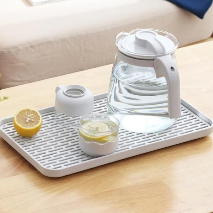 Double Layer Bottle Drying Rack and Drain Tray with Non-Slip Design Kitchen Countertop Organizer for Bottles Cups and Utensils