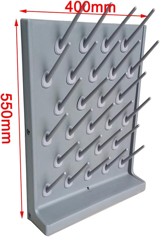2 Pcs Laboratory Drying Rack, 27 Pegs Lab Supply Pegboard Bench-top/Wall-Mount Laboratory Glassware Built-in Molded Drain Pan Lab Supply Pegboard Detachable Lab Rack for Tube Beaker Flask Dry