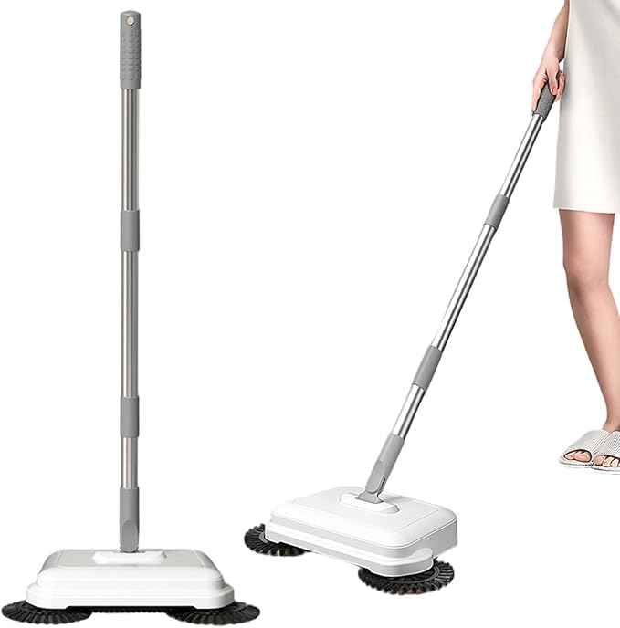 Floor Sweeper, 2-in-1 360° Rotating Hand Push Sweeper with Long Handle, High-Efficiency Manual Carpet & Hard Floor Cleaning Tool for Home & Office.