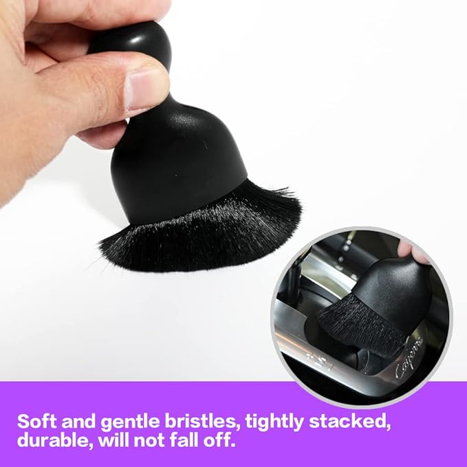 Car Interior Detailing Brush,Soft Bristle Cleaning Brush Car Detailing Brush Dusting Brush,Car Interior Cleaning Tool,Auto Detail Brush Car Dash Duster Brush (Black with Cap)