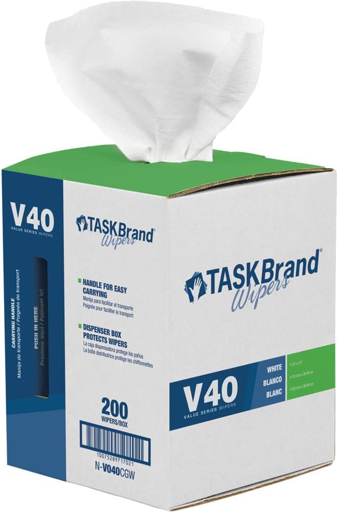 TaskBrand N-V040CGW Center Pull Wipers White 10 x 12 (Roll of 200)
