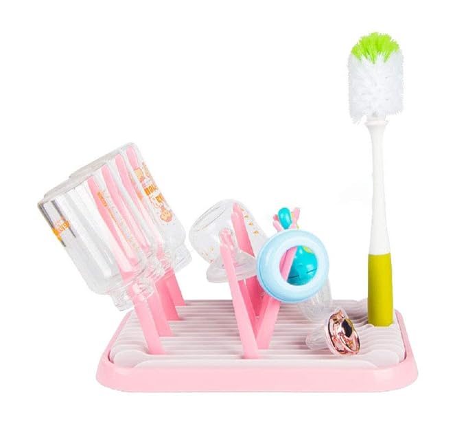 Baby Bottle Drying Rack Dryer Space Saving Travel Holder for Pump Cup Accessories(Pink)