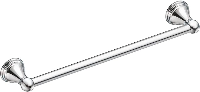 Moen Preston Collection Chrome 24-Inch Single Bathroom Towel Bar, Wall Mounted Hanger for Bath or Kitchen, DN8424CH (Pack of 2)