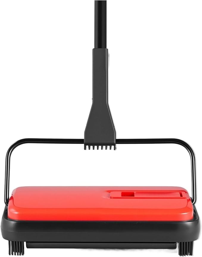 Carpet Sweeper Manual - 6.7 Inch Sweeping, Non-Electric Floor Sweeper for Hardwood, Rugs, Laminate - 300ml Dustbin, Comb Included