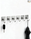 Self Adhesive Towel Hooks, Waterproof Rustproof Stainless Steel Sticky Wall Hooks, No Damage for Bathroom Kitchen Shower Robe Coat Hanging, Silver