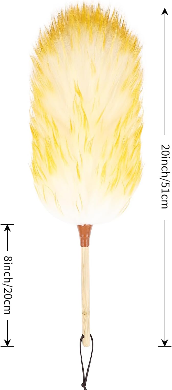Wool Duster 20 inch Soft Natural Feather Dusters with Bamboo Handle Cleaning Supplies for Home Office Phoframe