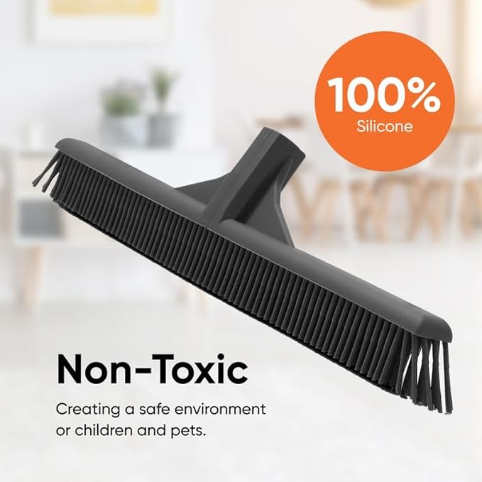 Superio Silicone Broom Head – Carpet Rake & Rubber Broom for Pet Hair on Carpet & Hardwood Floors, Slim Design for Floor Cleaning – Head Only