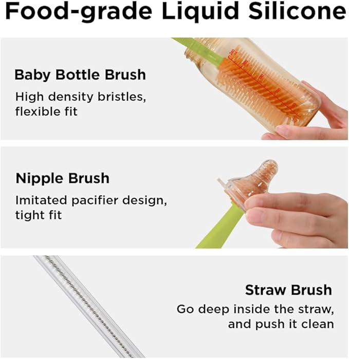 Travel Bottle Brush with Portable Bottle Drying Rack, Baby Bottle Brush for Baby Travel Essential, White
