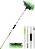 2 in 1 Car Wash Brush with Squeegee PBT Soft Bristle Truck Scrub Detail Brush 60” 151cm with Adjustable Long Handle for Interior Exterior Car Truck RV Boat Deck House Siding Cleaning Sweep Snow