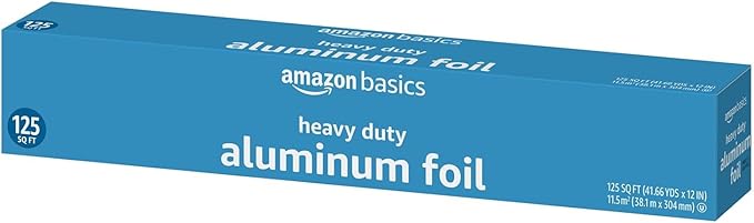 Amazon Basics Heavy Duty Aluminum Foil for Cooking, Grilling, Food Storage, Roasting, 125 Sq Ft, Pack of 2