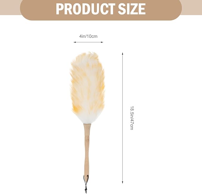 Operitacx Lambswool Duster for Cleaning, 22cm Handheld Wool Dust Remover Brush with Static Charge, Soft Furniture and Car Interior Sweeper for Home and Office Use