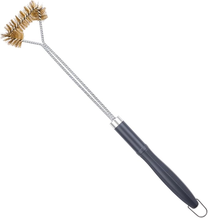 SUNRISE Fryer Brush with Long Handle (Brass with Plastic Handle, Single Brush)