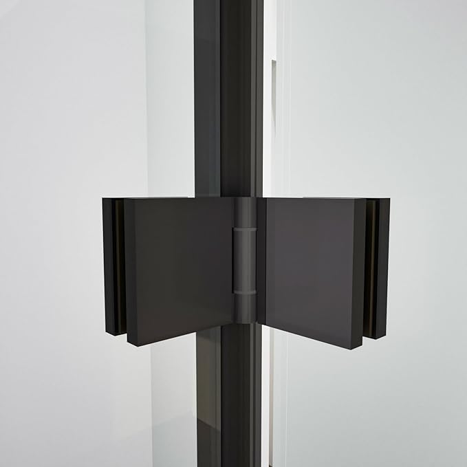Bifold Shower Door, Royal Guard 36" W X 72" H Frameless Glass Shower Door with 1/4" (6mm). Clear Tempered Shower Glass Door,Pivot Swing Shower Doors,Matte Black
