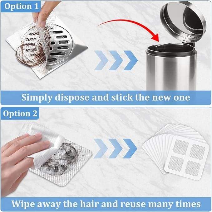 25 Packs - Disposable Shower Drain Hair Catcher 3.94 Inches Square Drain Hair Catcher Stickers for Bath & Kitchen - Hair Catcher Shower Drains Cover for Human & Pet Hair - Mesh for Bathtub & Laundry